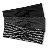 Adult women's 3 pack of headbands with solid black, harvest on black and white and onyx leopard prints