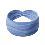 Sky Blue Flow headband with monochromatic waves and white lines, designed for versatility and comfort with a stretchy, ultra-soft fabric that's perfect for any workout or or outfit.