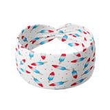 Stay Cool white headband featuring bomb-pop popsicles with tiny stars, crafted from a buttery-soft, ultra-stretchy poly-knit blend, the most comfortable hair accessory ever.