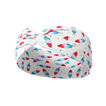 Stay Cool white headband featuring bomb-pop popsicles with tiny stars, crafted from a buttery-soft, ultra-stretchy poly-knit blend, the most comfortable hair accessory ever.