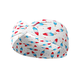 Stay Cool white headband featuring bomb-pop popsicles with tiny stars, crafted from a buttery-soft, ultra-stretchy poly-knit blend, the most comfortable hair accessory ever.