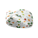 Hungry for Reading white headband featuring artistic gold, green and red dragons, crafted from a buttery-soft, ultra-stretchy poly-knit blend, designed for reliable non-slip comfort.