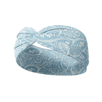 Summer Nights on Baby Blue headband featuring blue and white paisley pattern, crafted from a buttery-soft, ultra-stretchy poly-knit blend, the most comfortable hair accessory ever.