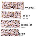 Multiple sizes of Gus Gus: The Snack Tour - Mommy & Me headbands with Disney Cinderella designs, featuring a twist knot style and adjustable bows for toddlers and babies.