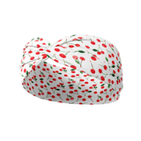 Life is Sweet white headband featuring small red cherries pattern, crafted from a buttery-soft, ultra-stretchy poly-knit blend, the most comfortable hair accessory ever.