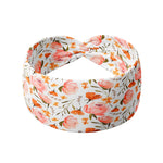 Flourish white headband featuring a detailed coral floral pattern, part of The Jen Hamilton Collection. Ultra-stretchy, non-slip, and versatile design for comfort and style.