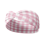 Adult women's white and light pink checkered headband