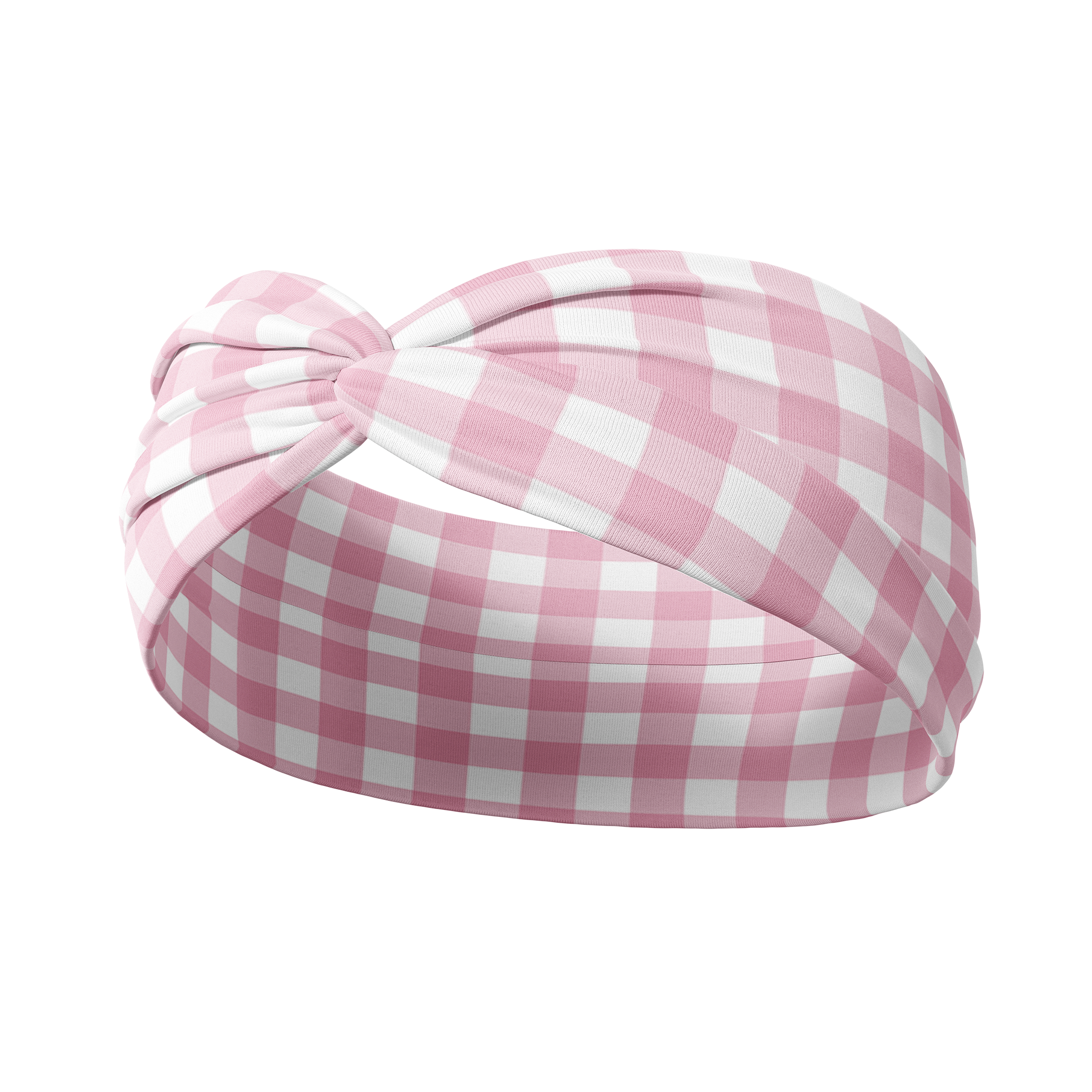 Adult women's white and light pink checkered headband