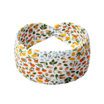 The white Fresh from The Market headband with a lemon, orange, strawberry and blueberry design, made from buttery-soft poly-knit fabric.