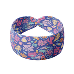 Ask Us About Our Warm Blankets blue headband featuring bandaids, desert flowers, cacti, medical bags and stethoscopes, crafted from a buttery-soft, ultra-stretchy poly-knit blend, the most comfortable hair accessory ever.