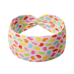 Don't Be Jelly headband with colorful jelly bean pattern, perfect for workouts, long shifts, and play days.