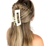 Hair claw clip in white, mocha or black in a rectangle shape