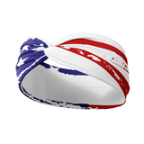 Adult women's white headband with American flag print