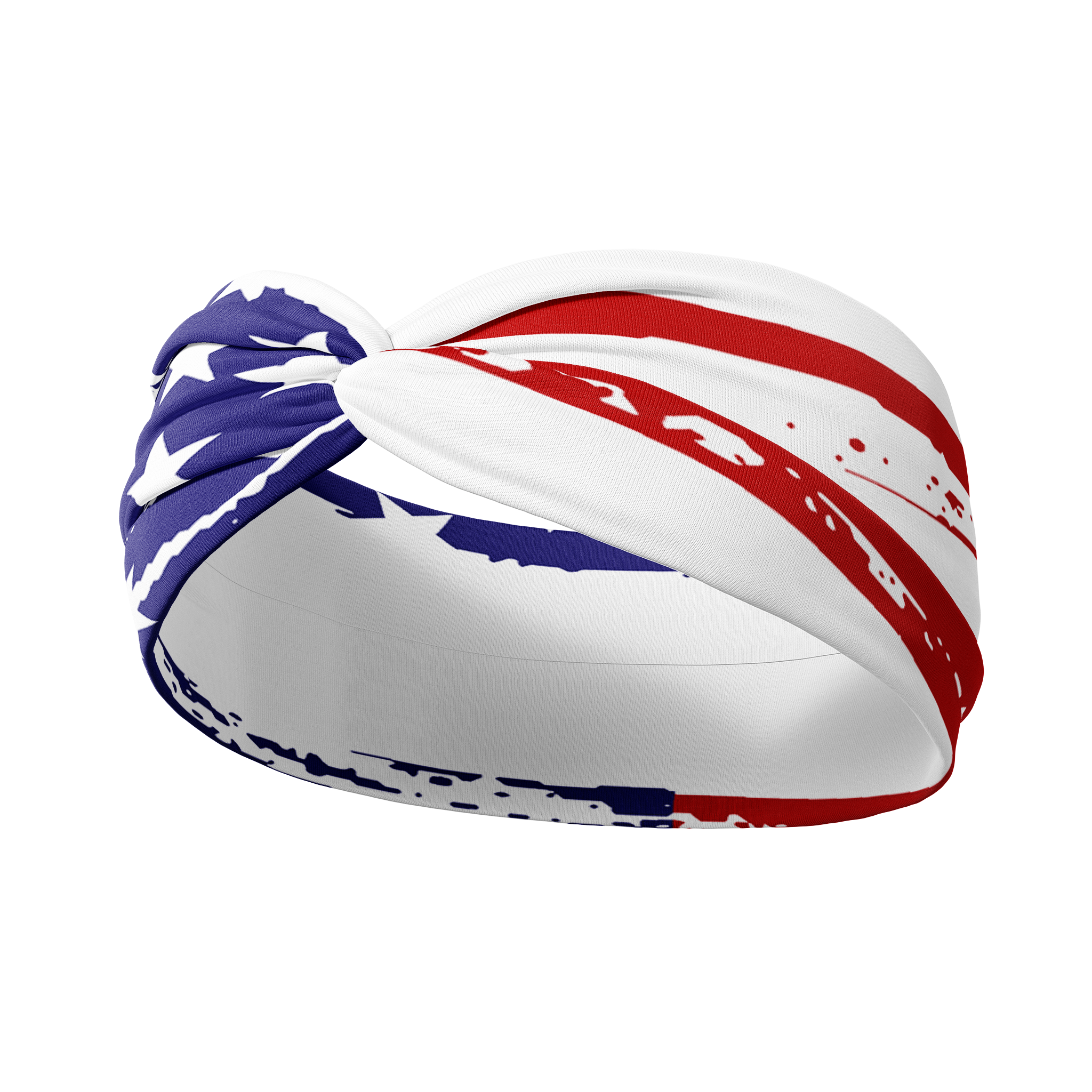 Adult women's white headband with American flag print