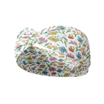 White Avonlea headband with colorful floral pattern and Anne of Green Gables designs, featuring a versatile 3-in-1 twist style and double-layer fabric for non-slip, sweat-absorbent functionality.