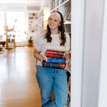 Woman confidently wearing the Bloom & Blaze headband for cute hairstyles and comfortable all-day wear.