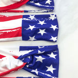 Adult women's white headband with American flag print