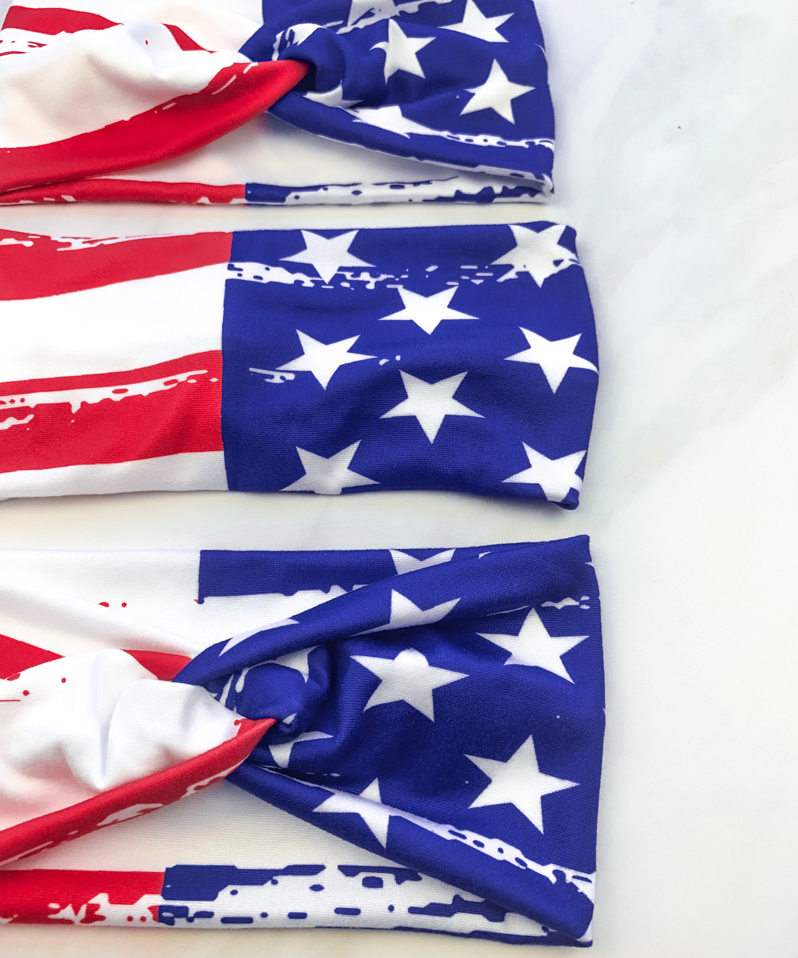 Adult women's white headband with American flag print