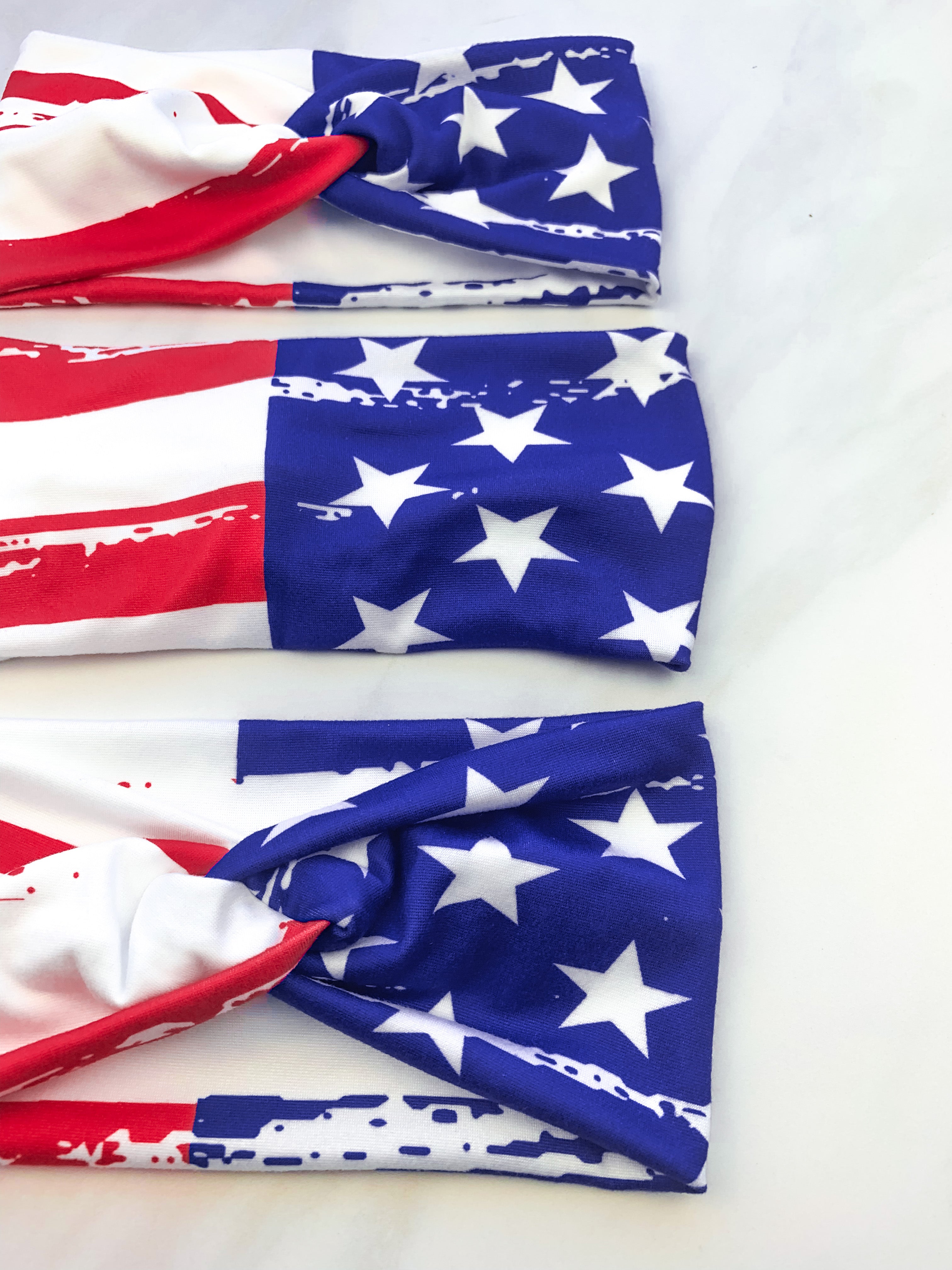 Adult women's white headband with American flag print