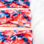 Adult women's red, white and blue tie dye headband
