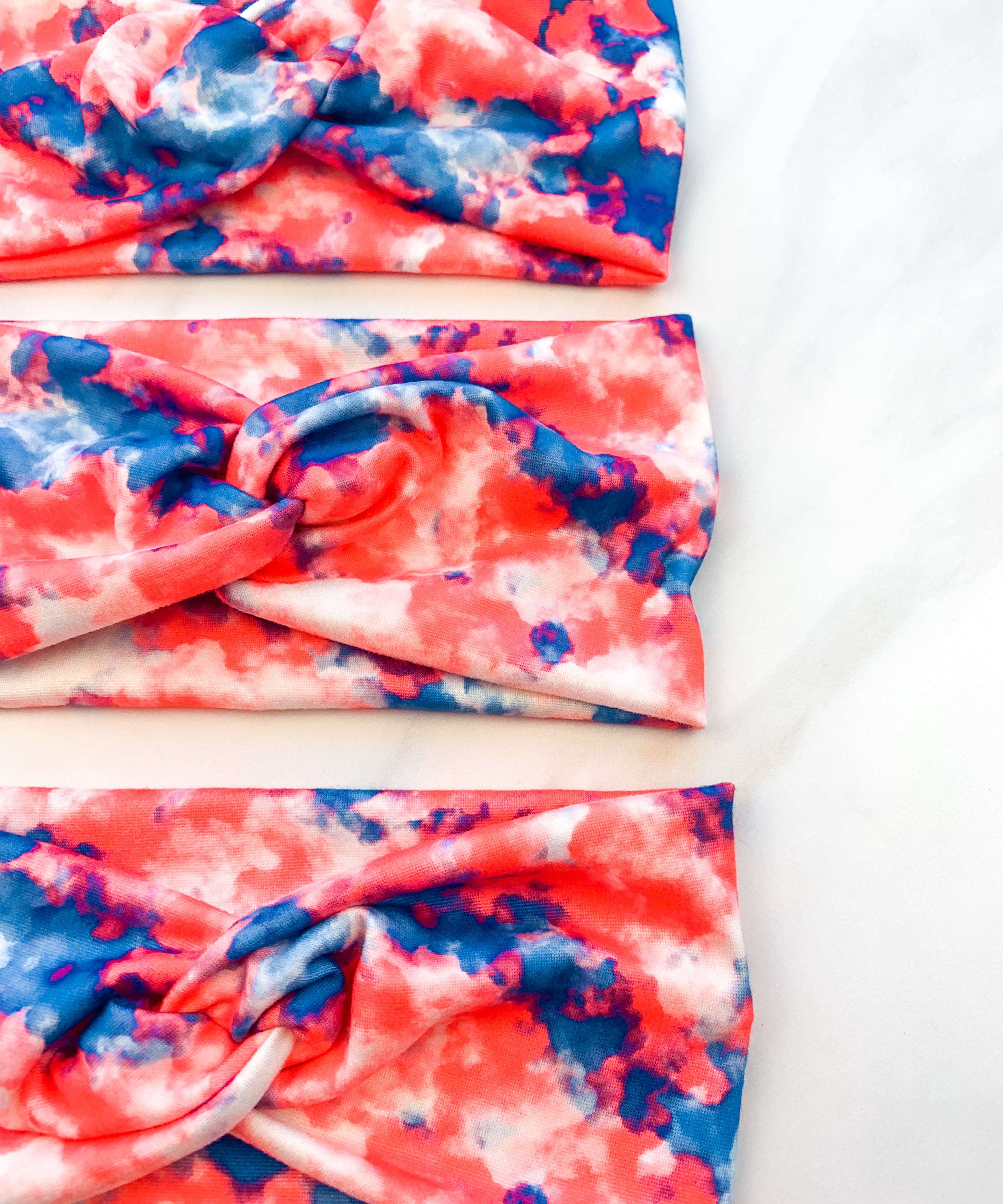Adult women's red, white and blue tie dye headband