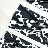 Adult women's white headband with black cow spot print