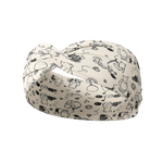 White Little Black Rain Cloud headband with black pen-drawn Winnie the Pooh characters; buttery-soft, ultra-stretchy, double-layer poly-knit, versatile 3-in-1 twist style.