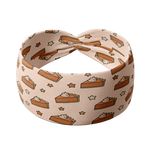 Adult women's blush headband with slices of pumpkin pie and whipped cream and yellow and brown stars
