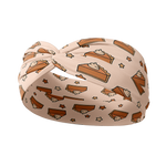 Adult women's blush headband with slices of pumpkin pie and whipped cream and yellow and brown stars