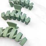 Hair claw clip in sage, mocha or black in zig zag shape