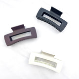 Hair claw clip in white, mocha or black in a rectangle shape