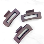 Hair claw clip in white, mocha or black in a rectangle shape