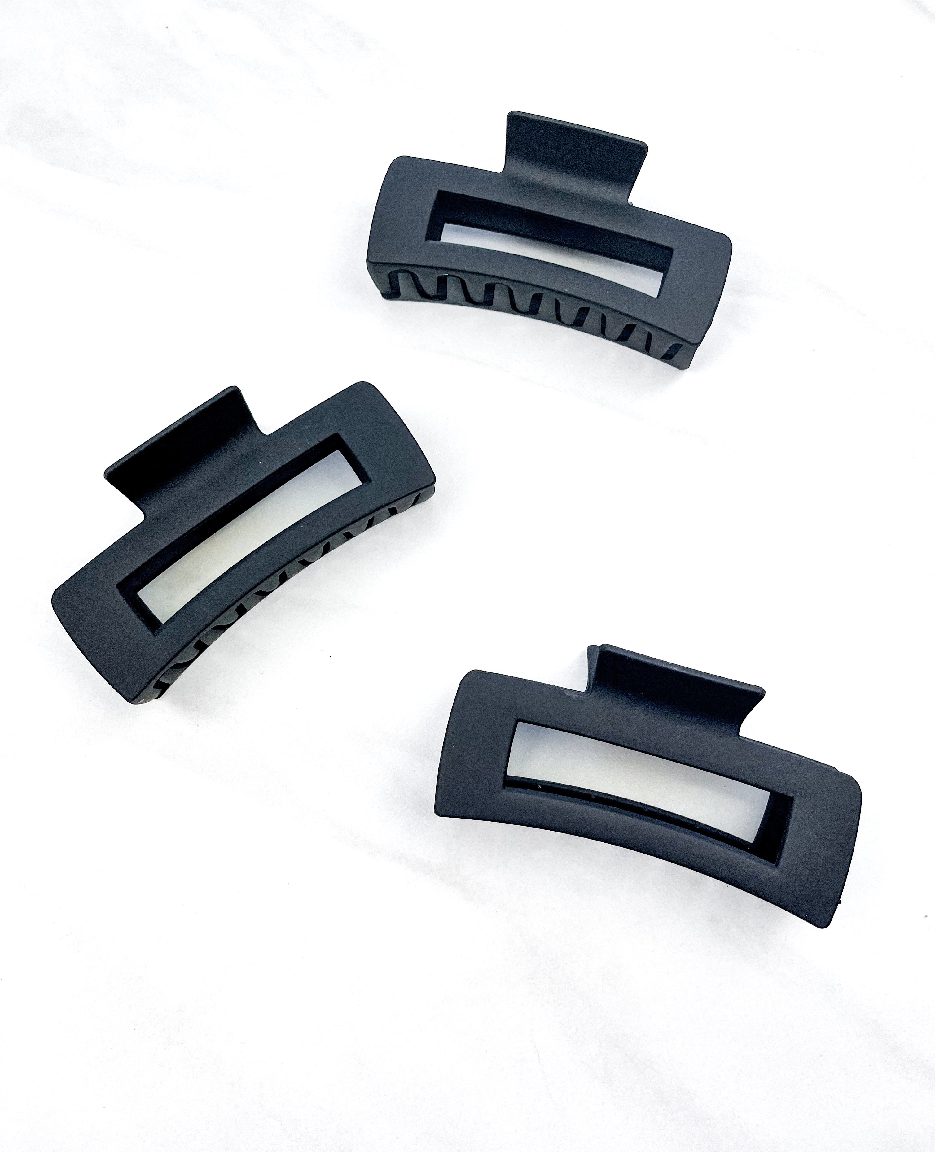 Hair claw clip in white, mocha or black in a rectangle shape