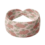 A pink headband with a floral pattern, designed for comfort and reliability. Features a versatile 3-in-1 twist style, sweat-absorbent fabric, and a comfortable fit.