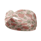 A pink headband with a floral pattern, designed for comfort and reliability. Features a versatile 3-in-1 twist style, sweat-absorbent fabric, and a comfortable fit.