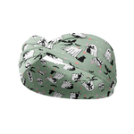 Green Purranormal Activity headband featuring cartoon ghosts and bats, made of ultra-stretchy poly-knit blend, sweat absorbent, non-slip, and versatile 3-in-1 twist style.
