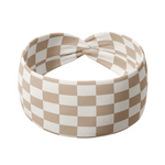 Adult women's tan and white checkered headband