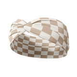 Adult women's tan and white checkered headband