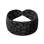 Adult women's black headband with white drawn outline of a playful Dachshund dog