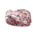 You Pick 'Em pink headband featuring blooming strawberry plants, crafted from a buttery-soft, ultra-stretchy poly-knit blend, designed for reliable non-slip comfort.