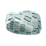 A blue headband featuring surgical tools and floral design. Functional and stylish for confidence and comfort. Versatile 3-in-1 twist style, sweat-absorbent, and non-slip. Designed in Springfield, MO.