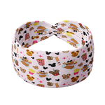 Gus Gus: The Snack Tour headband with cartoon characters from Disney and Cinderella, featuring a versatile 3-in-1 twist style, buttery-soft poly-knit blend, and double-layer sweat-absorbent fabric.