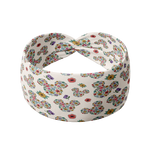 An EST. 1923 versatile white headband with floral Mickey Mouse ears design, ultra-stretchy poly-knit blend, non-slip, perfect for workouts or play, one size fits most.
