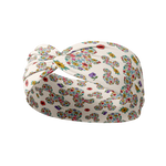 An EST. 1923 versatile white headband with floral Mickey Mouse ears design, ultra-stretchy poly-knit blend, non-slip, perfect for workouts or play, one size fits most.