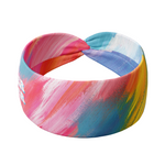 Adult women's acid wash watercolor in hot pink, orange, blue and yellow with the white 70's bubble font saying "Mother Runner".