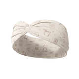 Here to Save Your Butt white headband featuring outlines of tan bows, pill bottles, bandaids, stethoscopes and syringes, crafted from a buttery-soft, ultra-stretchy poly-knit blend, the most comfortable hair accessory ever.