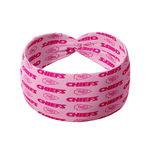 Pink On Sunday's We Wear Pink headband with the KC Chiefs logo, featuring a versatile 3-in-1 twist style, designed for function and comfort.