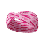 Pink On Sunday's We Wear Pink headband with the KC Chiefs logo, featuring a versatile 3-in-1 twist style, designed for function and comfort.