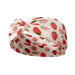 Adult women's light blush headband with pale pink and red strawberries
