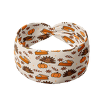 Sweet as Pie headband featuring Thanksgiving-themed cartoon turkeys and pumpkins, made from buttery-soft, ultra-stretchy poly-knit blend, offering versatile and reliable wearability.